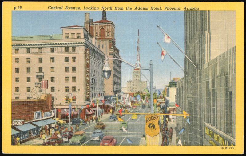 Central Avenue Looking North from the Adams Hotel Phoenix Arizona