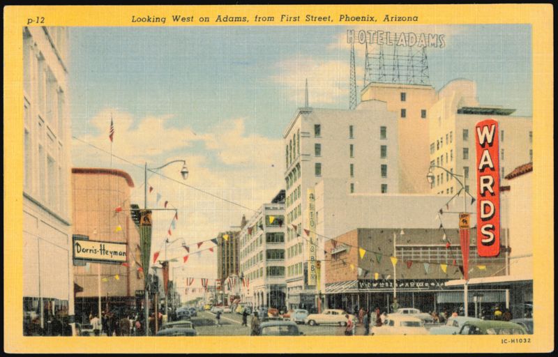Looking West on Adams Street from First Street, Phoenix Arizona