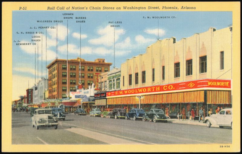Roll Call of Nation's Chain Stores on Washington Street Phoenix Arizona