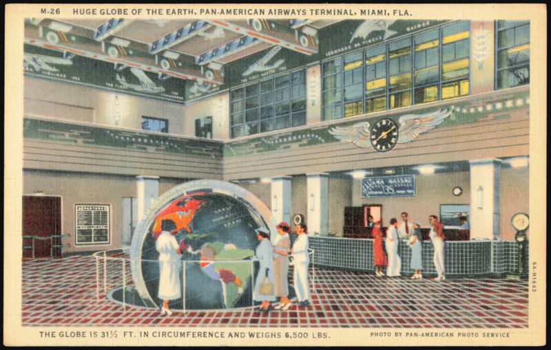 Huge Globe of the Earth, Pan-American Airways Terminal Miami Florida