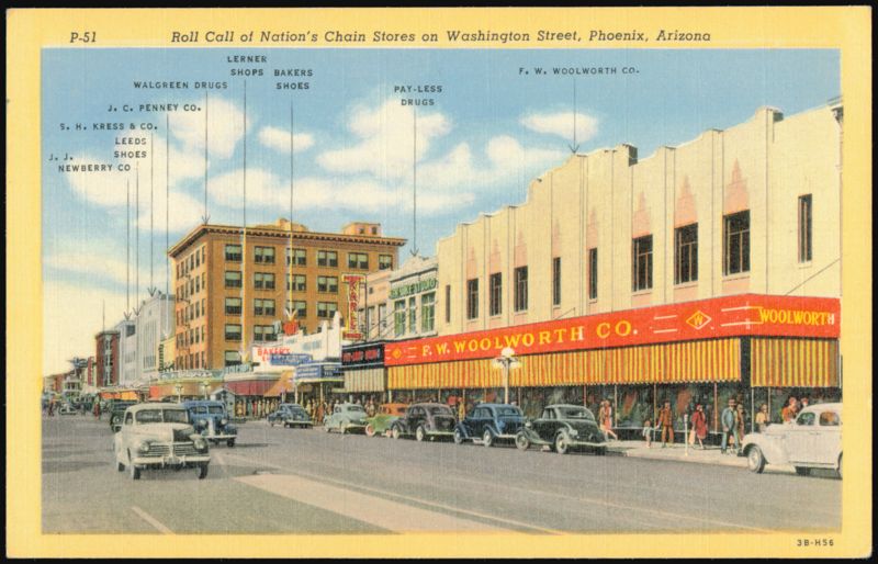 Roll Call of Nation's Chain Stores on Washington Street Phoenix Arizona