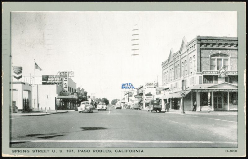 Spring Street U.S. 101, Hotel Taylor, and Canary Cottage Paso Robles California