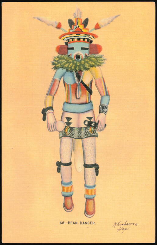 Bean Dancer Hopi Indian Ceremonial Costume Illustration