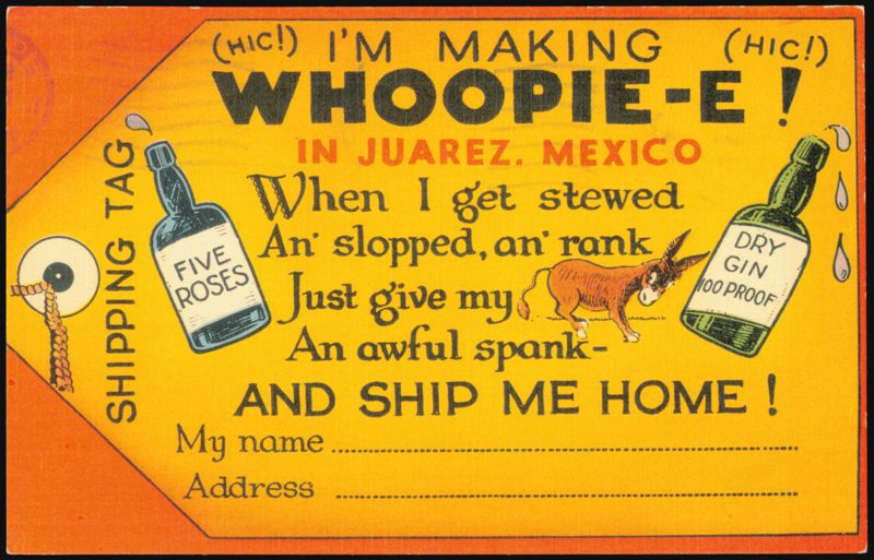 Whoopie-E in Juarez Mexico Humorous Shipping Tag Design