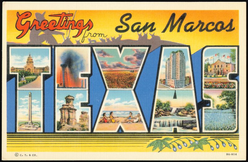 Greetings from San Marcos, Texas Large Letter View