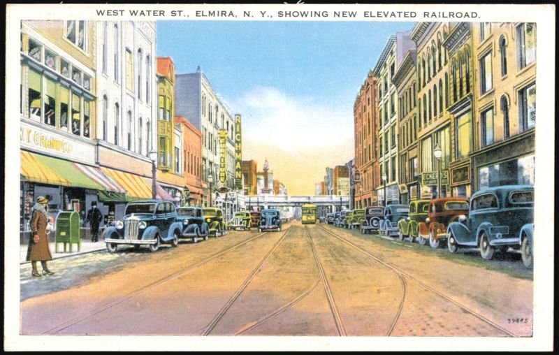 West Water Street Showing New Elevated Railroad Elmira New York