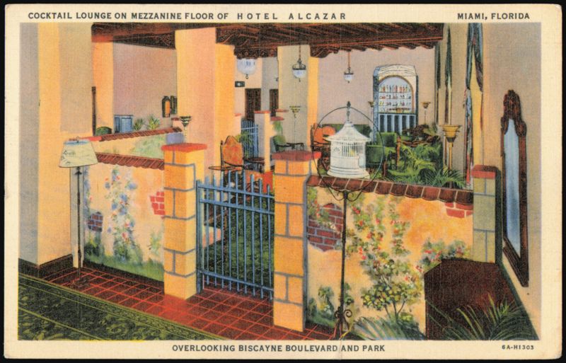 Cocktail Lounge, Mezzanine Floor, Hotel Alcazar Miami Florida
