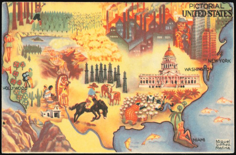 Pictorial United States Map by Miguel Gomez Medina