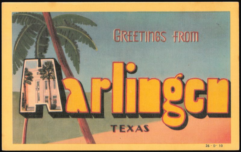 Greetings From Harlingen, Texas Large Letter Style