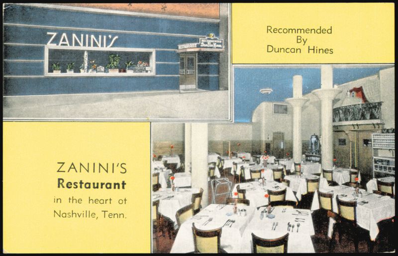 Zanini's Restaurant, Recommended by Duncan Hines Nashville Tennessee