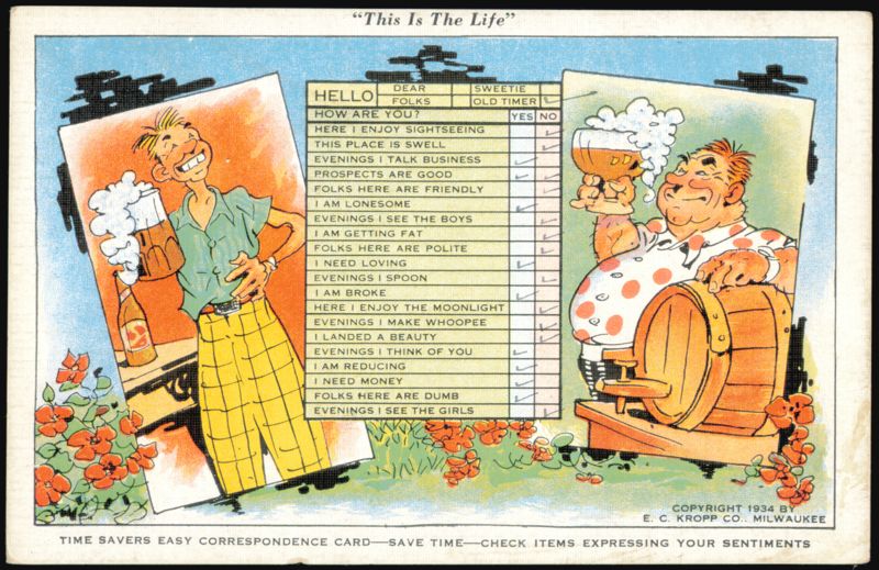 This Is The Life Humorous Checklist Correspondence Card Green Bay Wisconsin