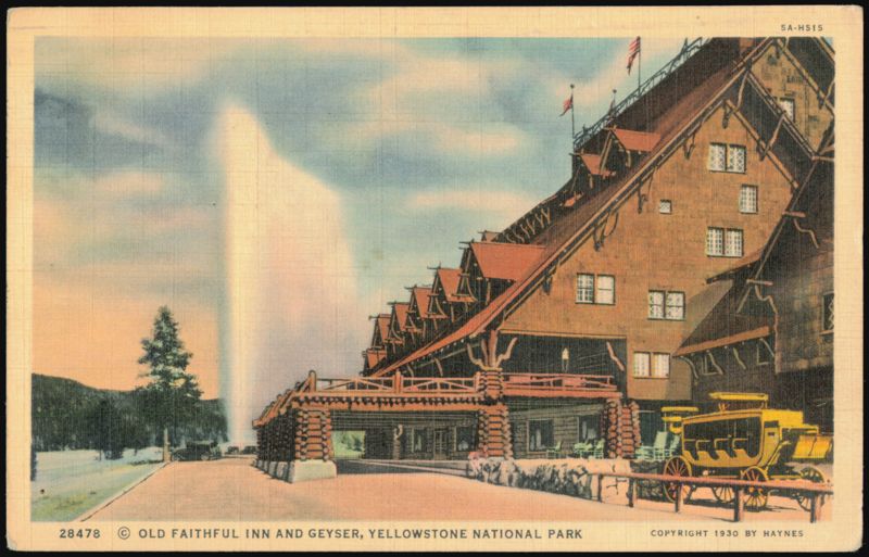 Old Faithful Inn and Geyser, Yellowstone National Park Wyoming