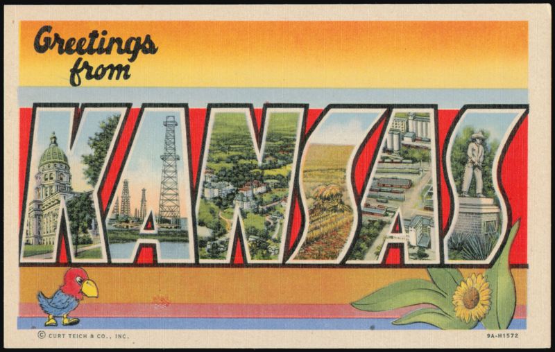 Greetings from Kansas Large Letter State View