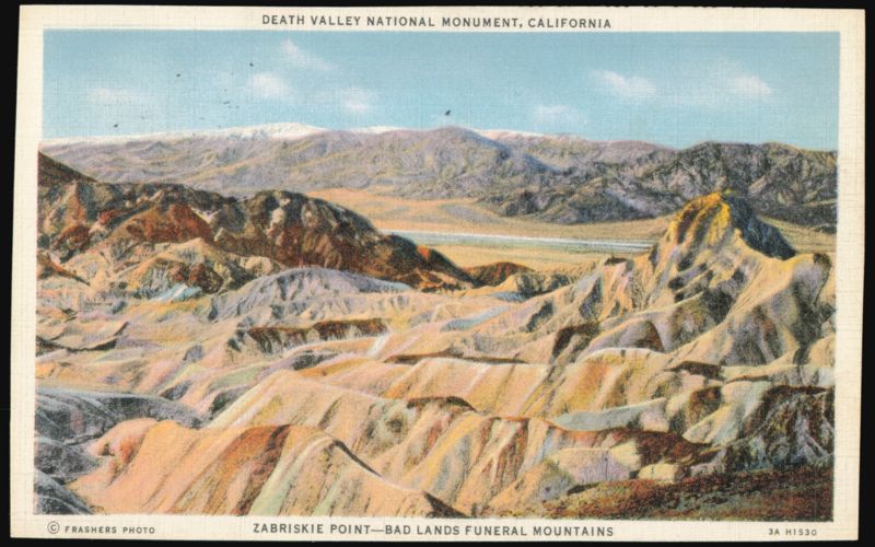 Zabriskie Point, Badlands and Funeral Mountains Death Valley California