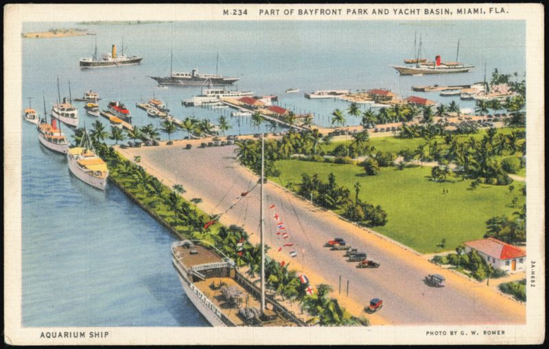 Bayfront Park and Yacht Basin with Aquarium Ship Miami Florida