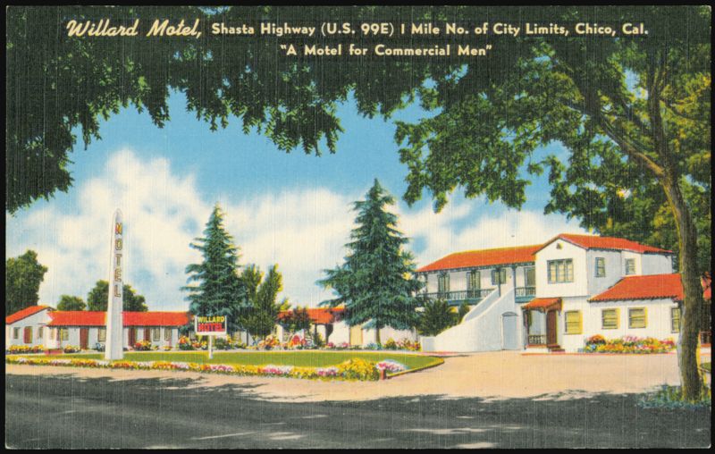 Willard Motel, Shasta Highway, A Motel for Commercial Men Chico California
