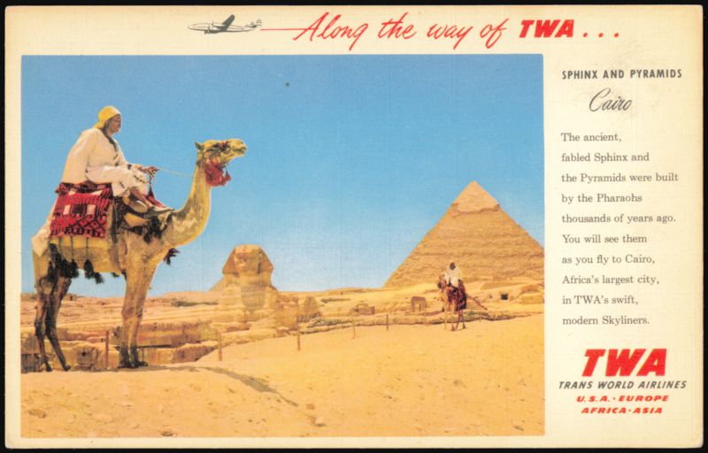 Sphinx and Pyramids, Cairo, Egypt TWA Promotional Africa