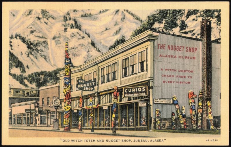 The Nugget Shop and Old Witch Totem, Juneau, Alaska