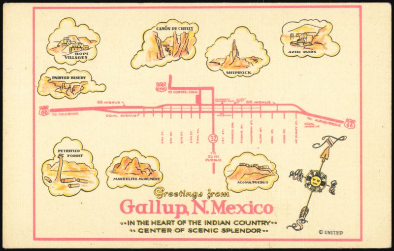 Gallup, New Mexico Map, Indian Country Scenic Splendor