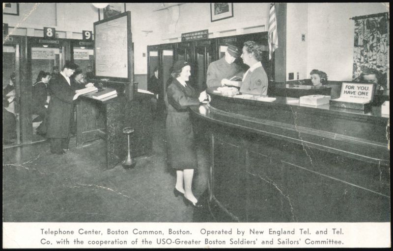 Telephone Center, Boston Common, USO Soldiers and Sailors Massachusetts