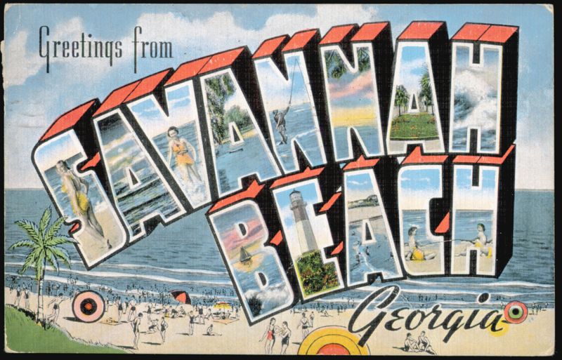 Greetings from Savannah Beach, Georgia Large Letter View