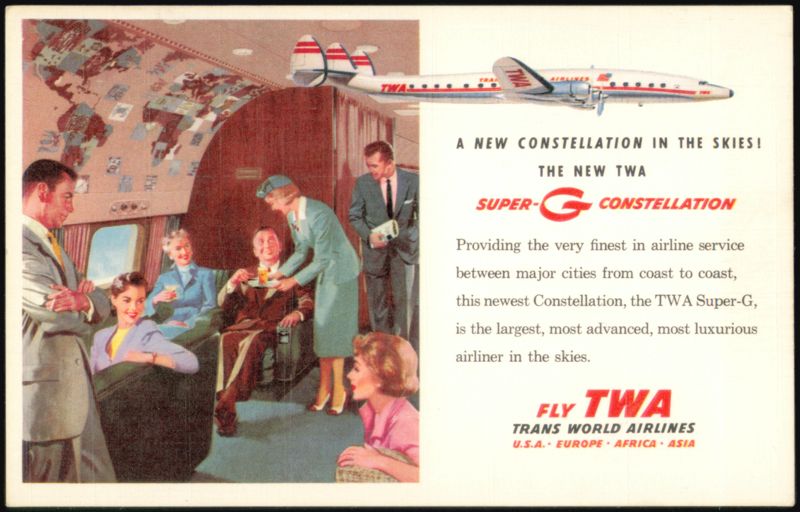 TWA Super-G Constellation Airliner Interior Advertising