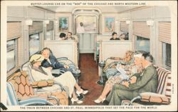 Buffet-Lounge Car on the Chicago and North Western 400 Postcard