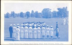 Women Marines Pass in Review, Naval Training School Oxford, OH Postcard