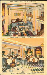 Hotel Danville Main Lobby and Air-Conditioned Coffee Shop Postcard