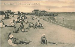 Bathing Beach, Brightwaters, Long Island, New York Postcard