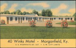 40 Winks Motel, U.S. Highways 60-641, Morganfield, KY Postcard