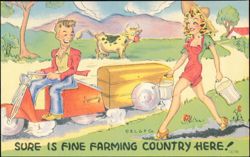 Sure Is Fine Farming Country Here Humorous Cartoon Postcard