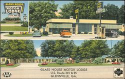 Glass House Motor Lodge and Restaurant, Glennville, GA Postcard