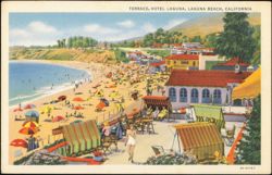 Terrace at Hotel Laguna, Laguna Beach, California Postcard