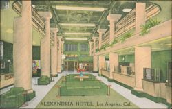 Alexandria Hotel Lobby, Los Angeles Postcard