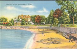 Bathing Beach, Bar Harbor, Maine Postcard