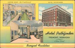 Hotel Pathfinder, Coffee Shop and Lobby, Fremont, Nebraska Postcard