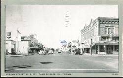 Spring Street U.S. 101, Hotel Taylor, and Canary Cottage Postcard