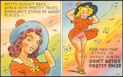 Dotty Dimwit Humorous Cartoon Windy Day Illustration Postcard