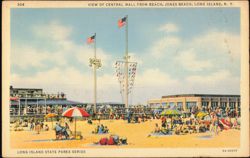 View of Central Mall from Beach, Jones Beach, Long Island Postcard