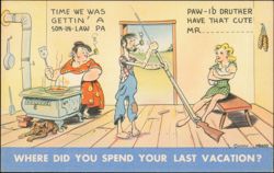Humorous Hillbilly Cartoon, Time We Was Gettin' A Son-In-Law Postcard