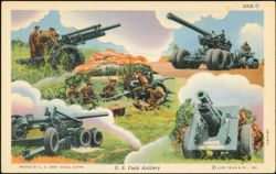 U.S. Field Artillery Military Equipment and Soldiers Postcard