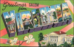 Greetings from Salem, Virginia Large Letter View Postcard