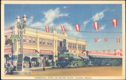 Commercial Hotel on Second Block, Tijuana, Mexico Postcard