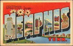 Greetings from Memphis, Tennessee Large Letter View Postcard