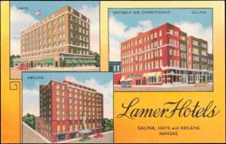 Lamer Hotels in Salina, Hays, and Abilene, Kansas Postcard