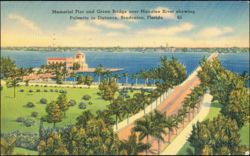 Memorial Pier and Green Bridge over Manatee River Postcard