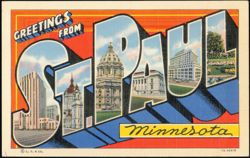 Greetings from St. Paul, Minnesota Large Letter View Postcard