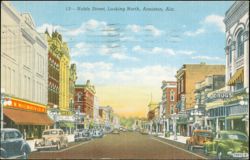 Noble Street Looking North, Anniston, Alabama Postcard