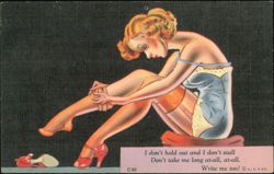 Modern Girl Comics Pin-up Illustration, Humorous Quote Postcard